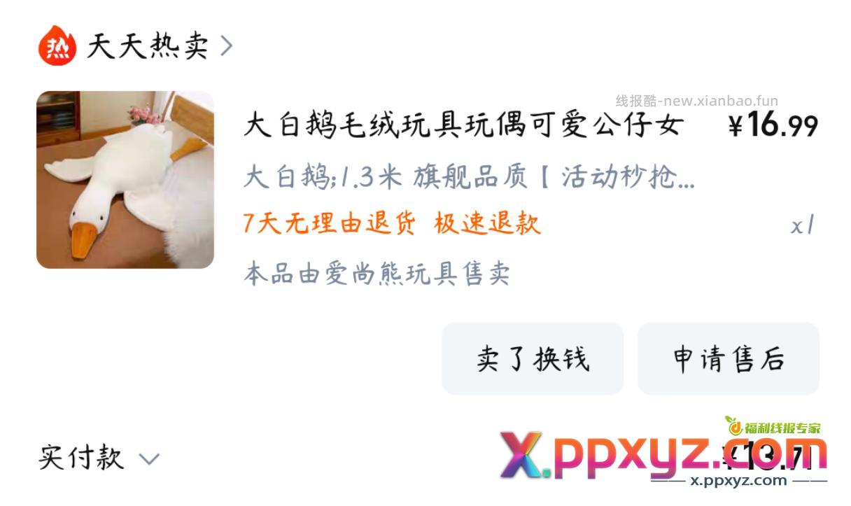大鹅给个参考 以前桃宝买过1.3米是13.7 - PPXYZ资源网