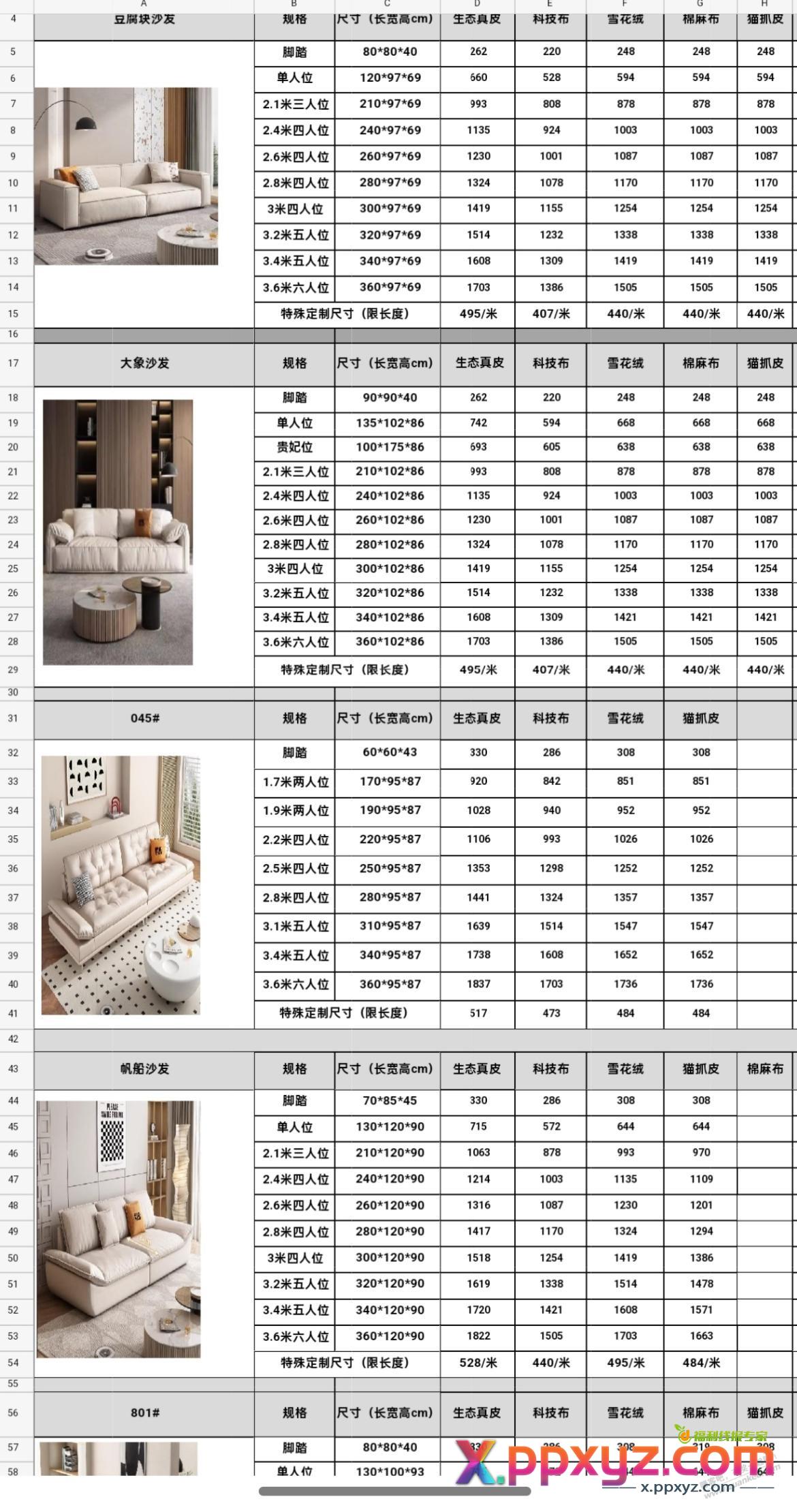 给吧友们看看家具工厂批发价格表参考，买的时候多砍砍价吧。 - PPXYZ线报