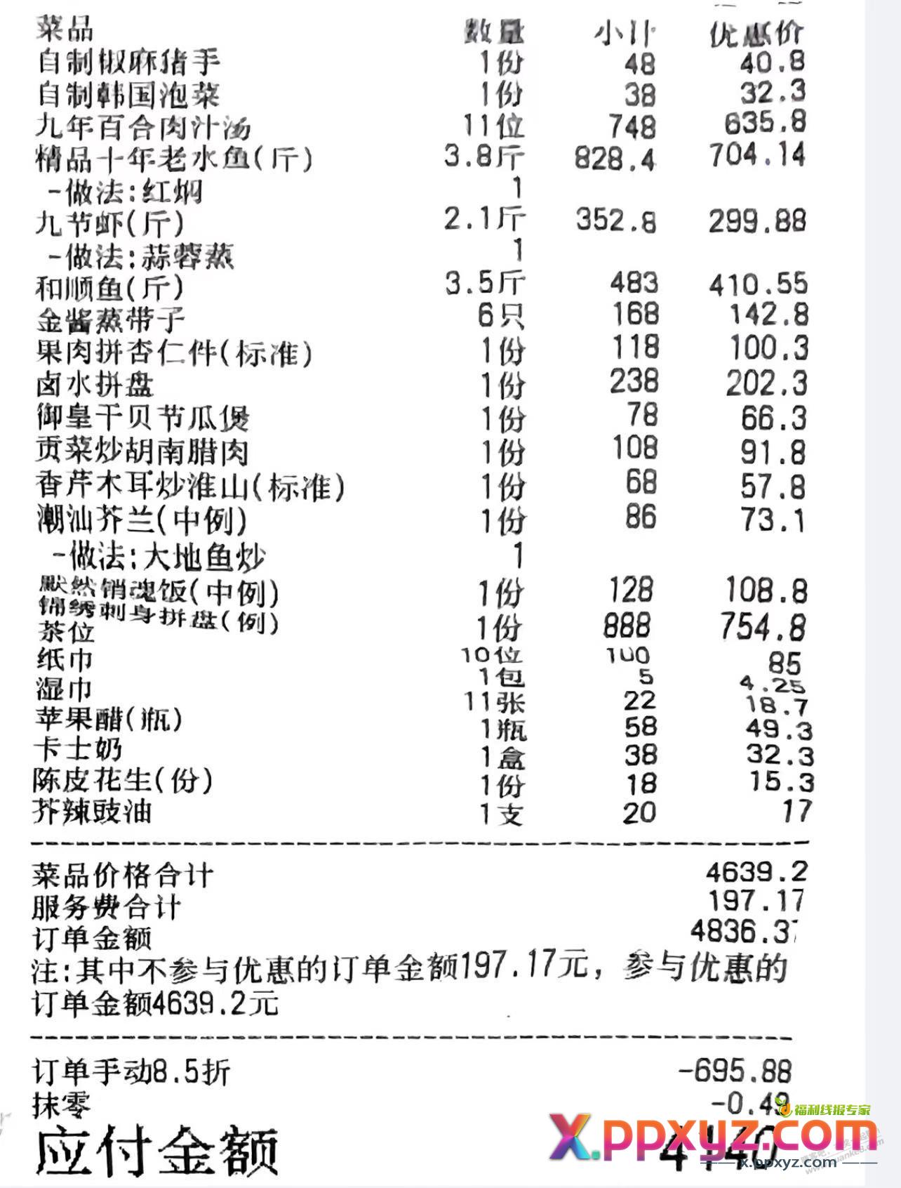 10人消费了4140元，不包括酒水，在广州 - PPXYZ线报
