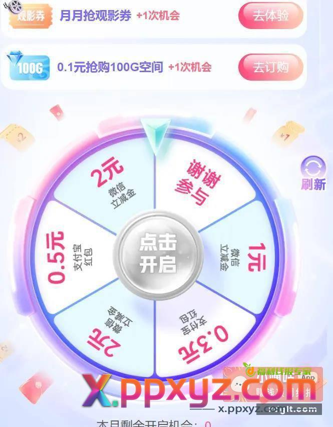 亲测 立减金 秒到 移动云盘云端看电影抽奖 - PPXYZ资源网