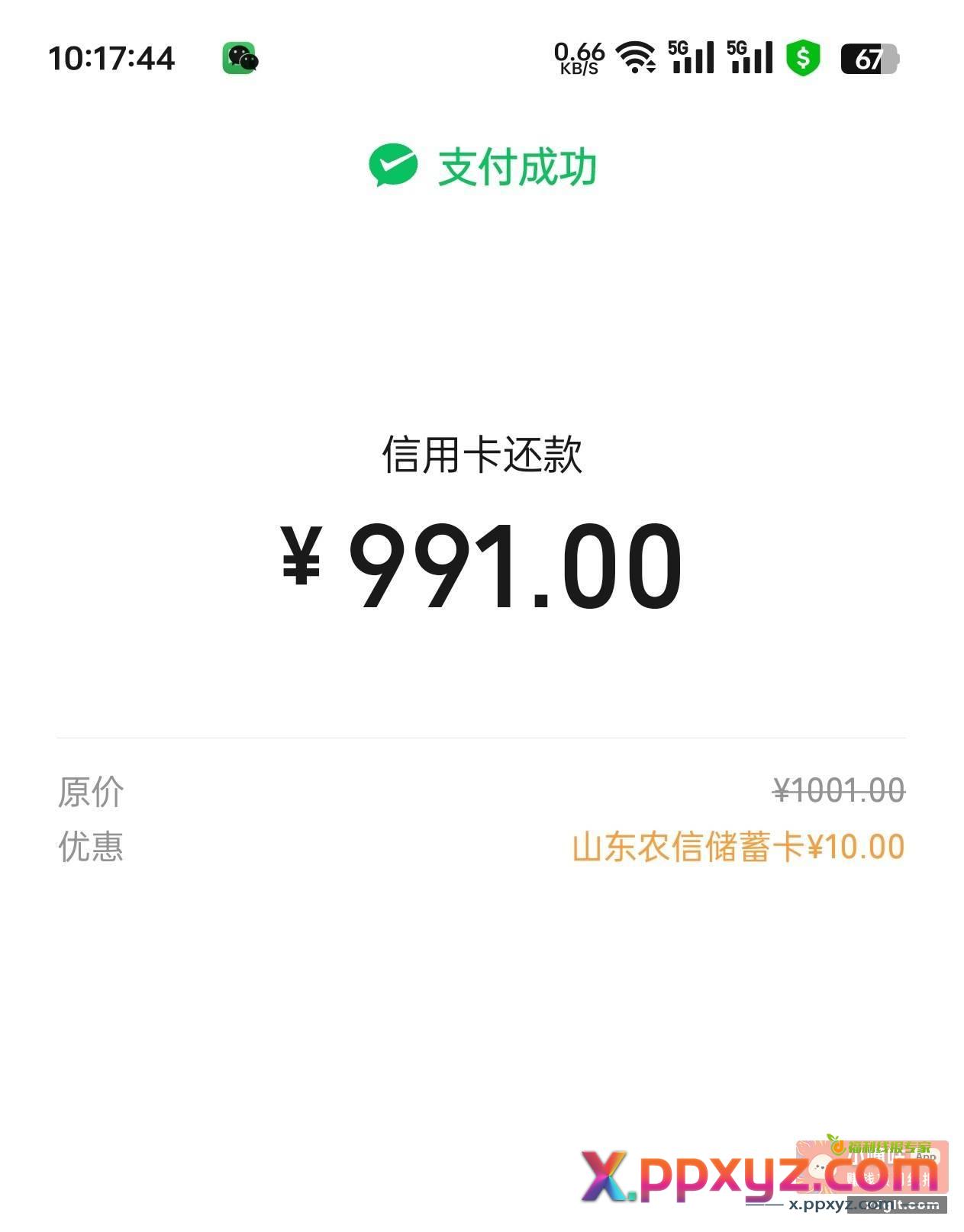 润9*2 每周五山东农商卡还款1000-10 - PPXYZ资源网