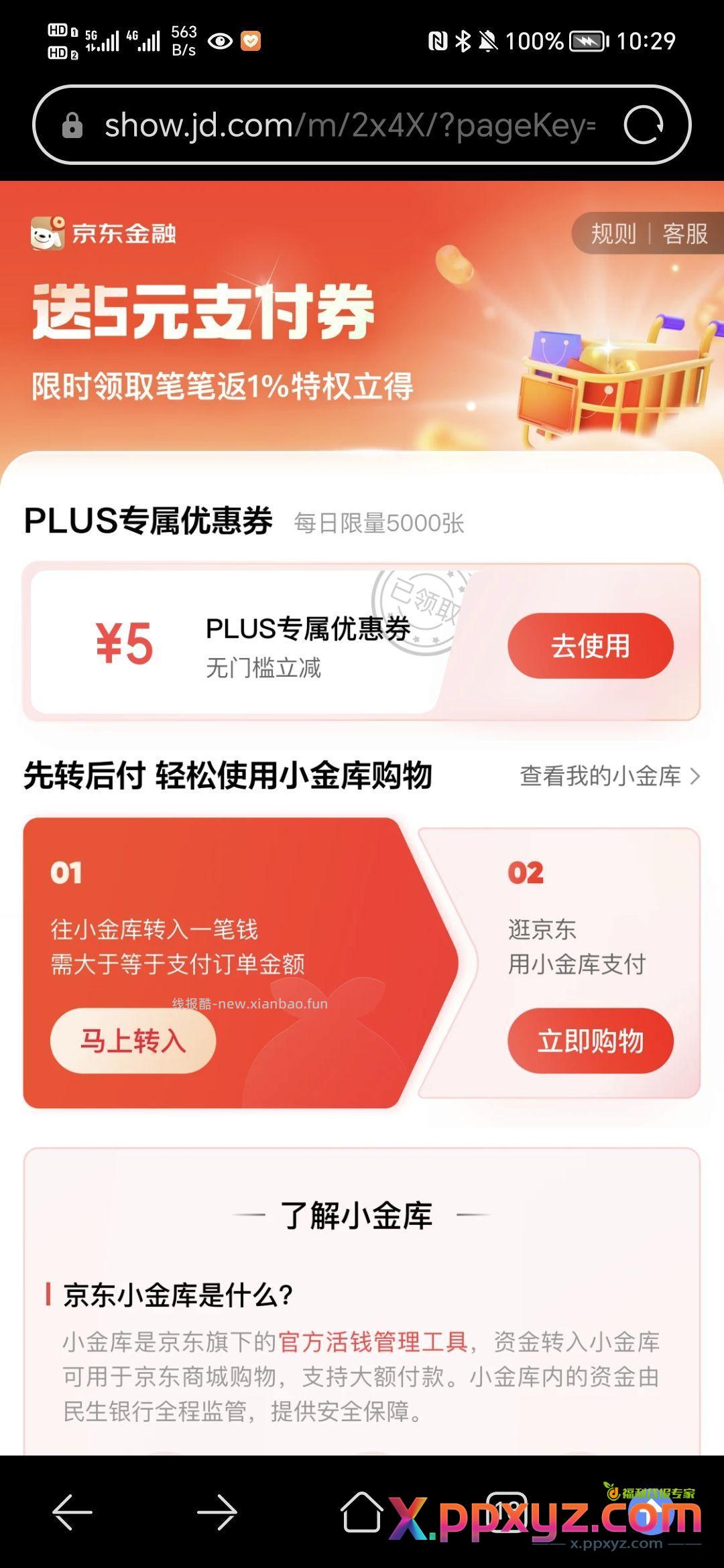 jd会员领5元无门槛小金库支付券 - PPXYZ资源网