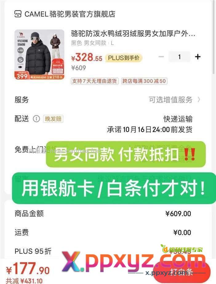 骆驼羽绒服179 骆驼200-20 入会领300-20 - PPXYZ资源网