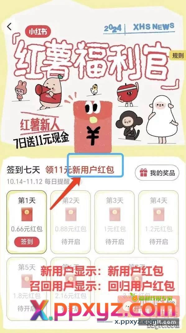 小红书11元红包 记得连续签到7天 - PPXYZ资源网